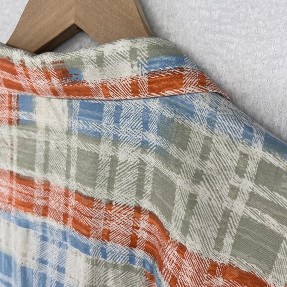 TOMMY BAHAMA Shirt Men 2XL Island Zone Silk Blend Twill Plaid Loop Collar Orange - Picture 9 of 14